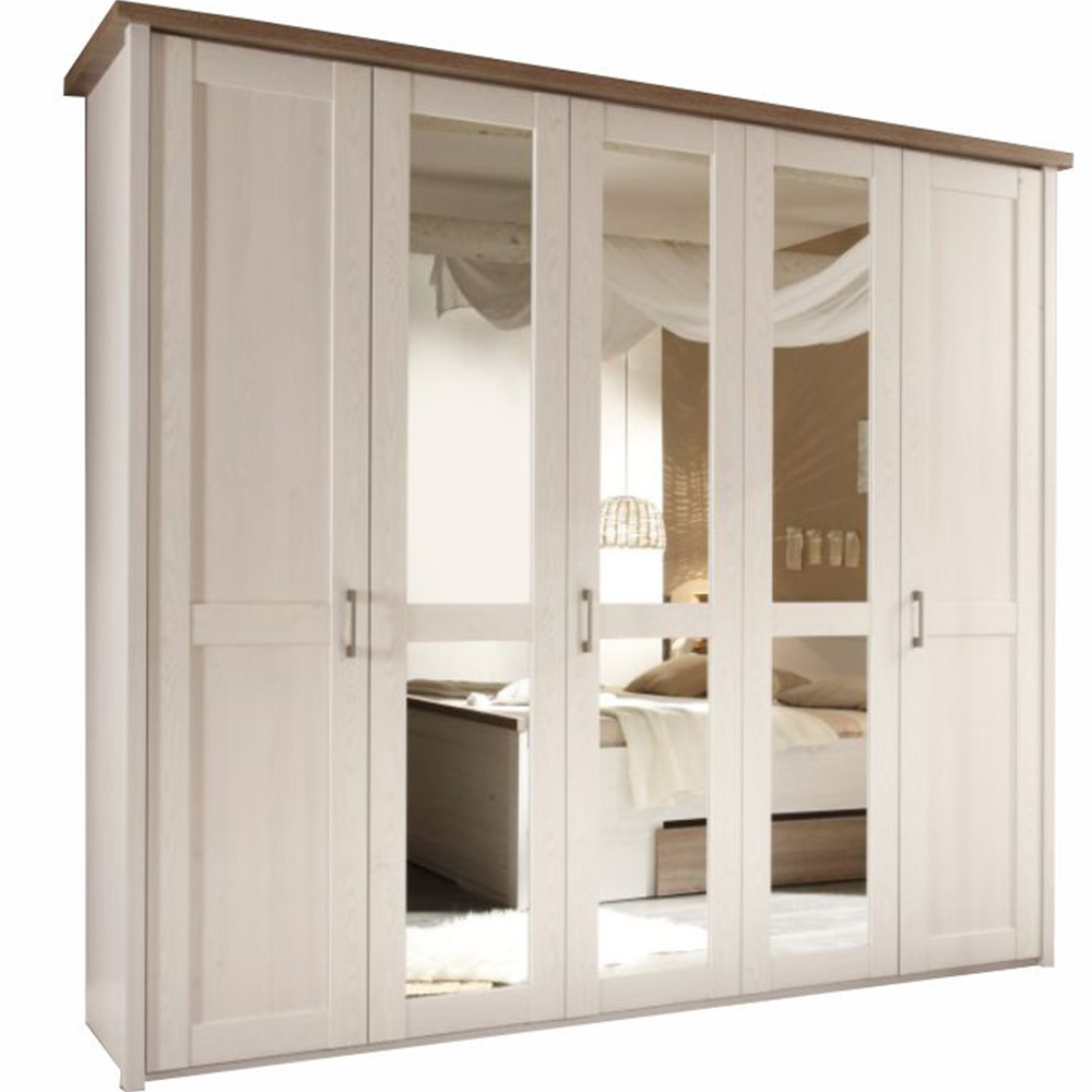 5-ajtós szekrény, DTD fóliázott, sonoma tölgy trüffel/mandulafenyő fehér, LUMERA (RP)