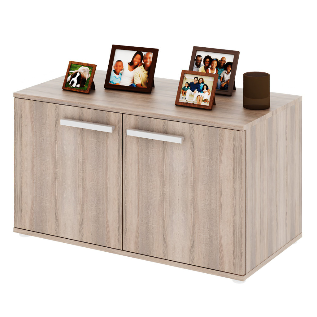 Alacsony szekrény 2-ajtós, DTD laminált, tölgy sonoma, DUNAJ TYP7 (RP)