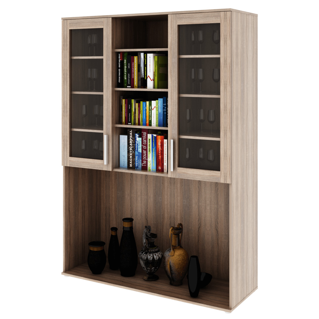 TV szekrény üveg, DTD laminált, tölgy sonoma, DUNAJ  TYP6 (RP)