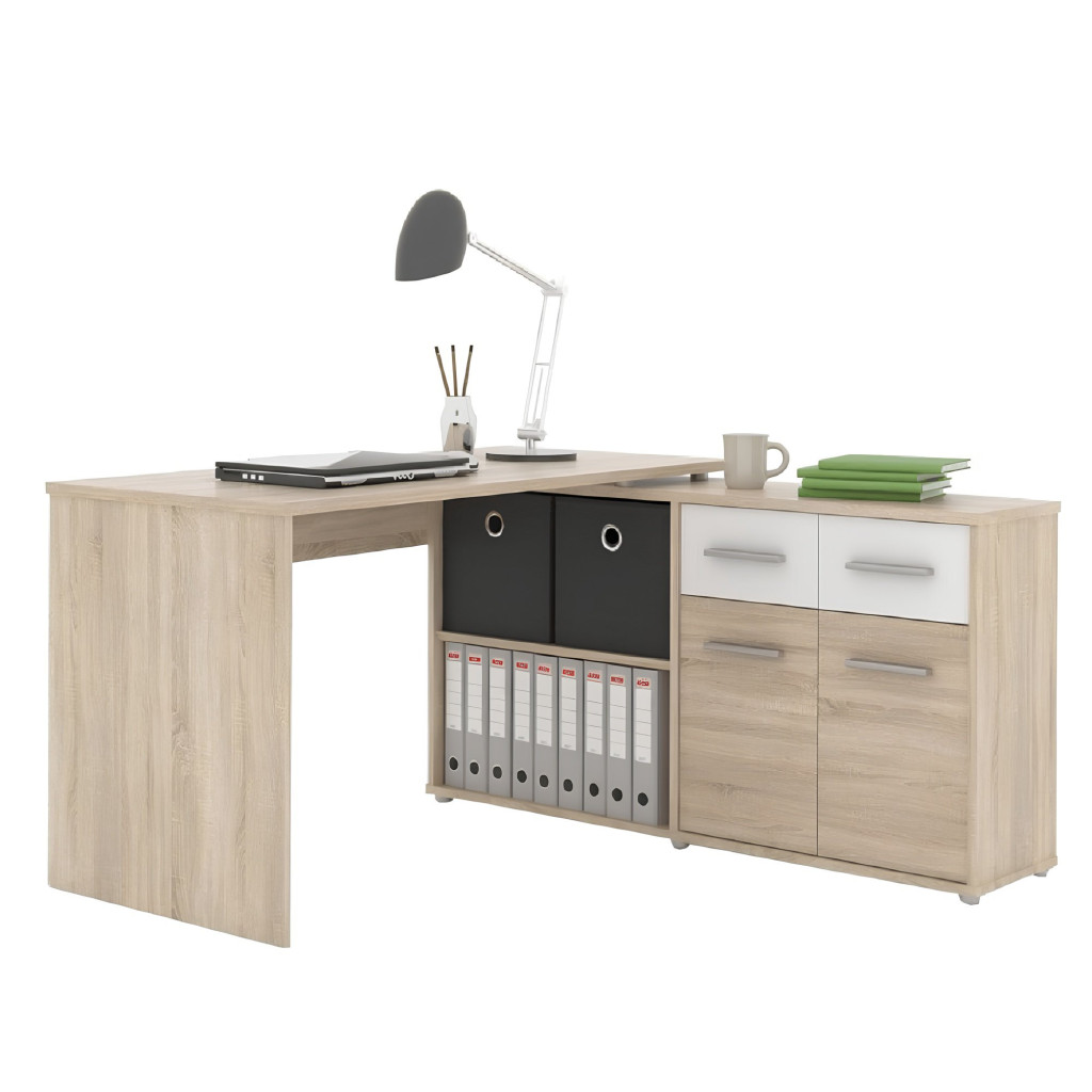 Számítógépasztal, sonoma tölgy/fehér, RAFAEL NEW (RP)