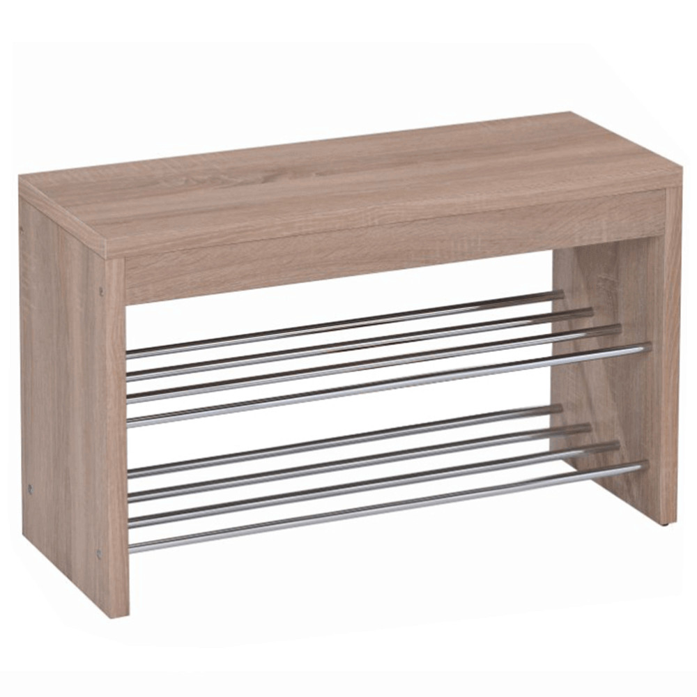 Lóca cipőtartóval, tölgy sonoma/króm, LUSIA (RP)