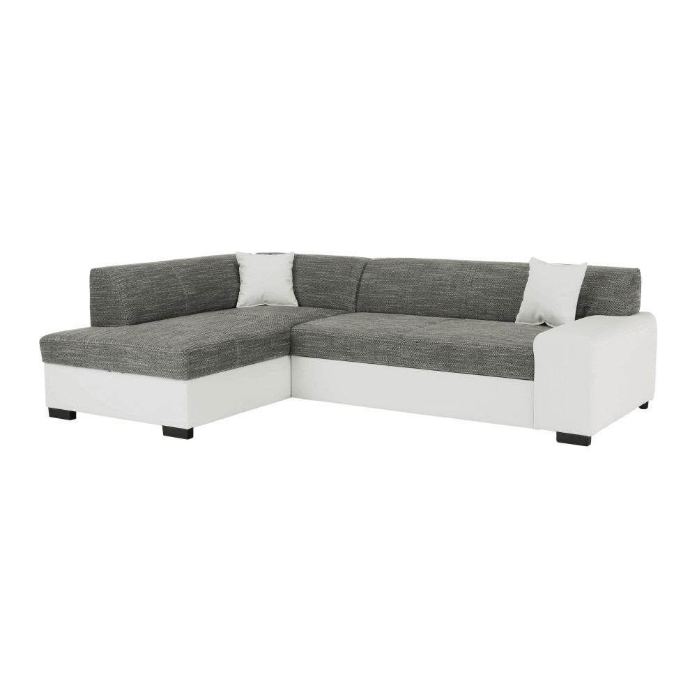 Ülőgarnitúra, fehér/szürke melír, balos, MINERVA (RP)