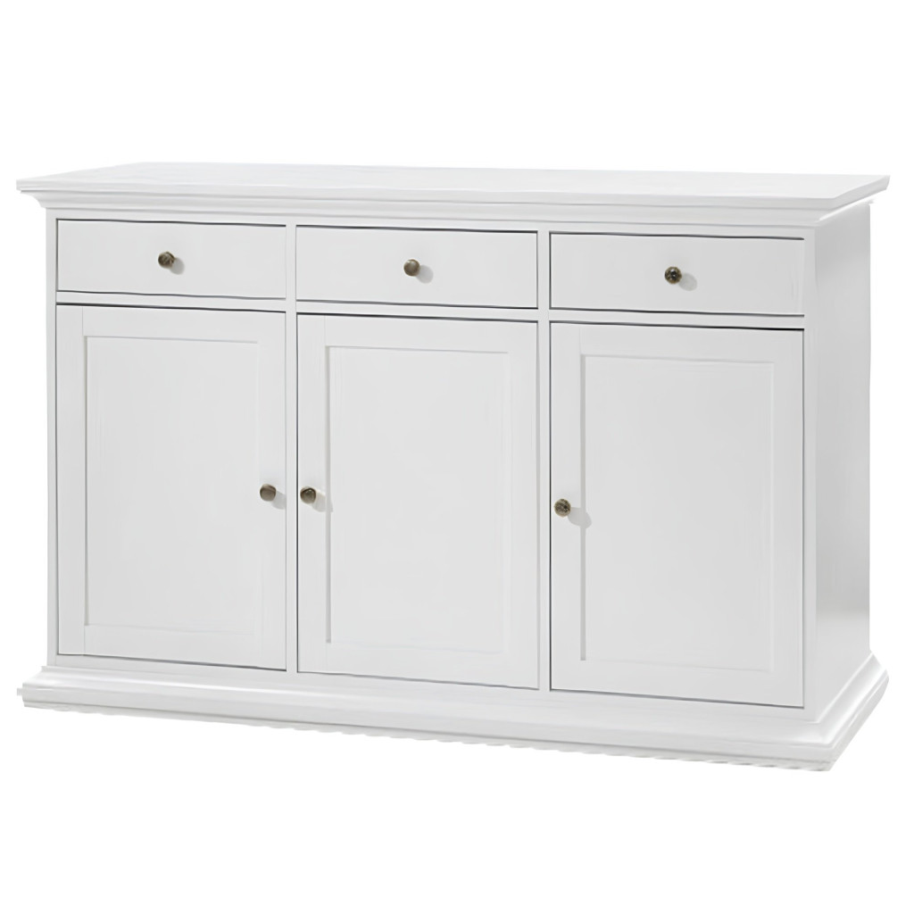 Komód, DTD fóliázott/MDF festett, fehér, PARIS 77824 (RP)