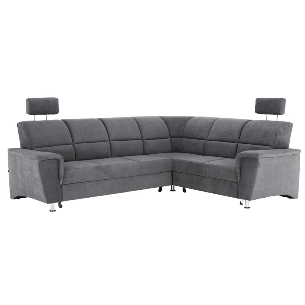 Kinyitható ülőgarnitúra, szürke szövet, jobbos, SANTIAGO (RP)