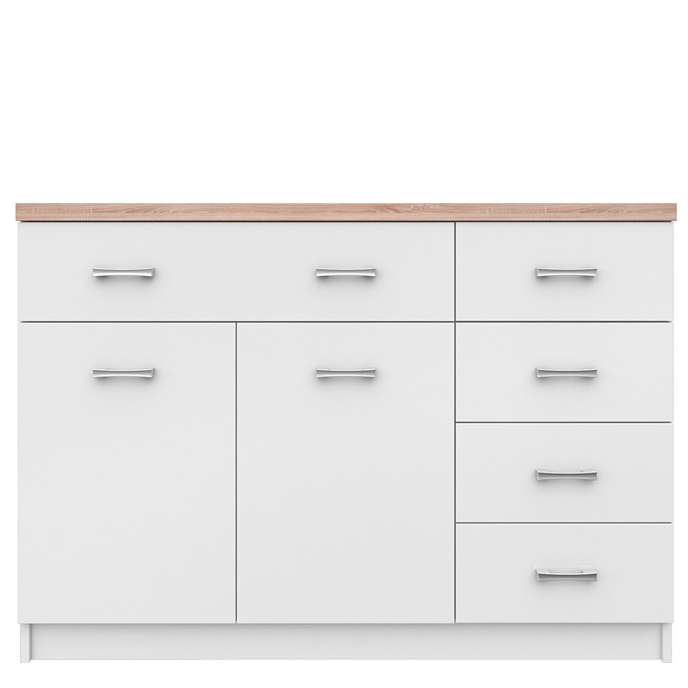 Komód 2d5s, fehér/tölgy sonoma, TOPTY TYP 08 (RP)