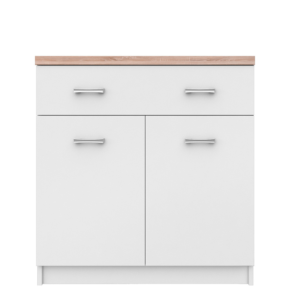 Komód 2D1S, fehér/tölgy sonoma, TOPTY TYP 14 (RP)