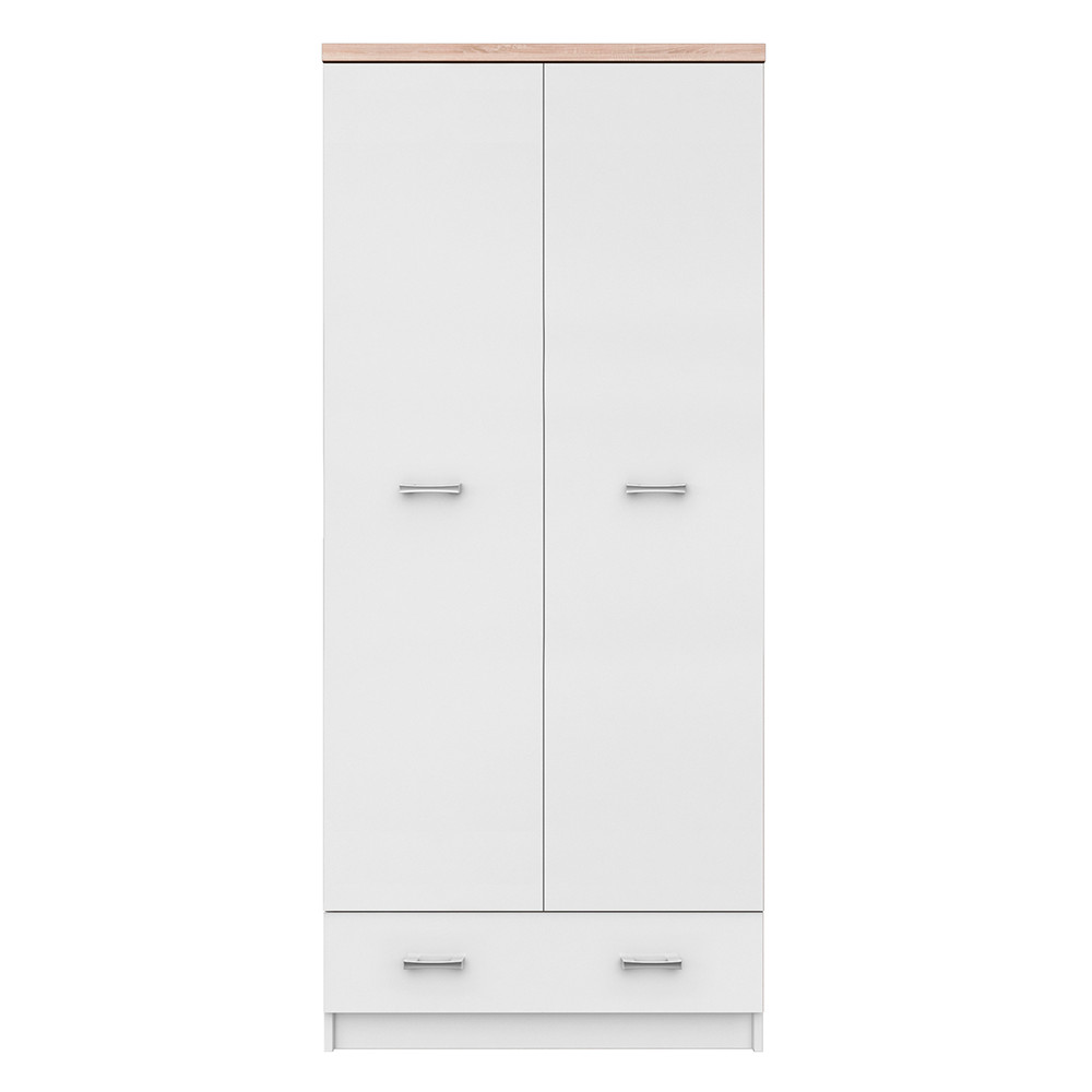 kétajtós szekrény 2D1S, fehér/tölgy sonoma, TOPTY TYP 01 (RP)