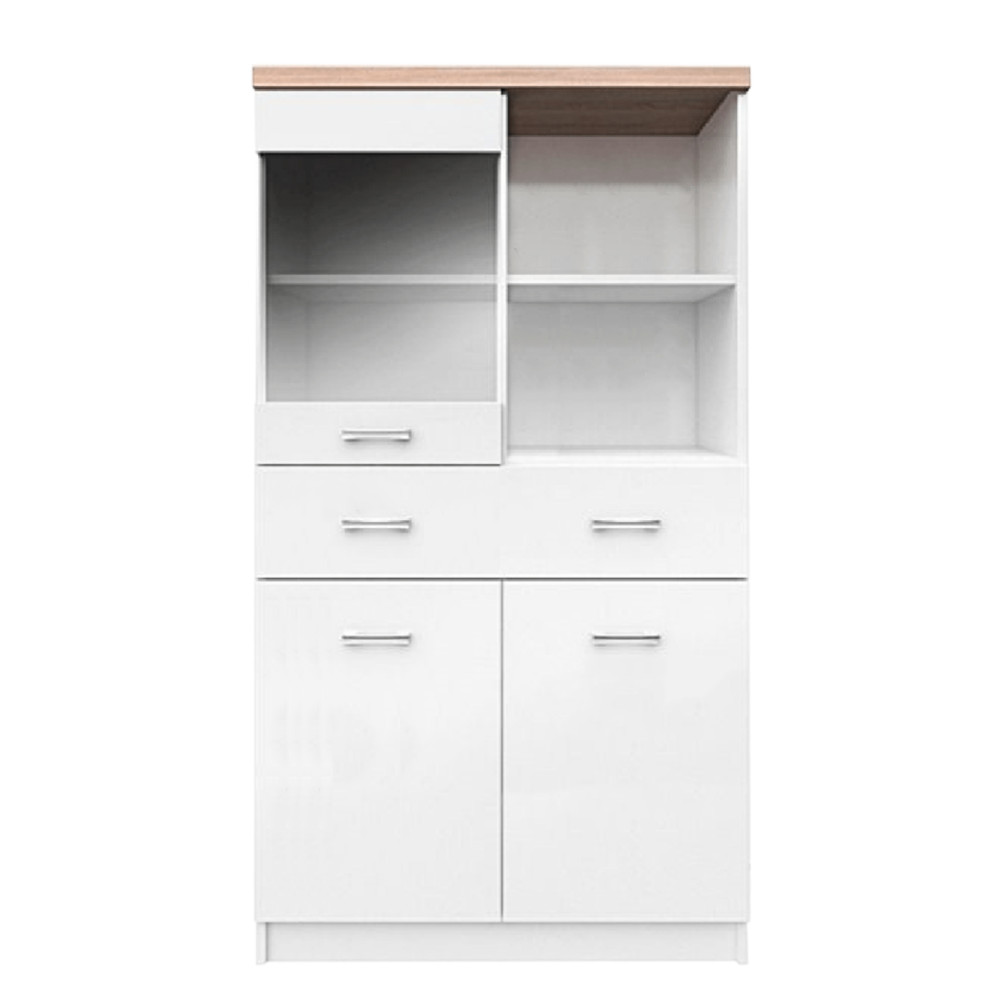 Vitrines szekrény 2D1W1S/80, fehér/tölgy sonoma, TOPTY TYP 02 (RP)