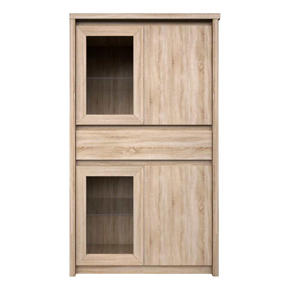 Vitrines szekrény, DTD laminált, tölgy sonoma, NORTY TYP 7 (RP)