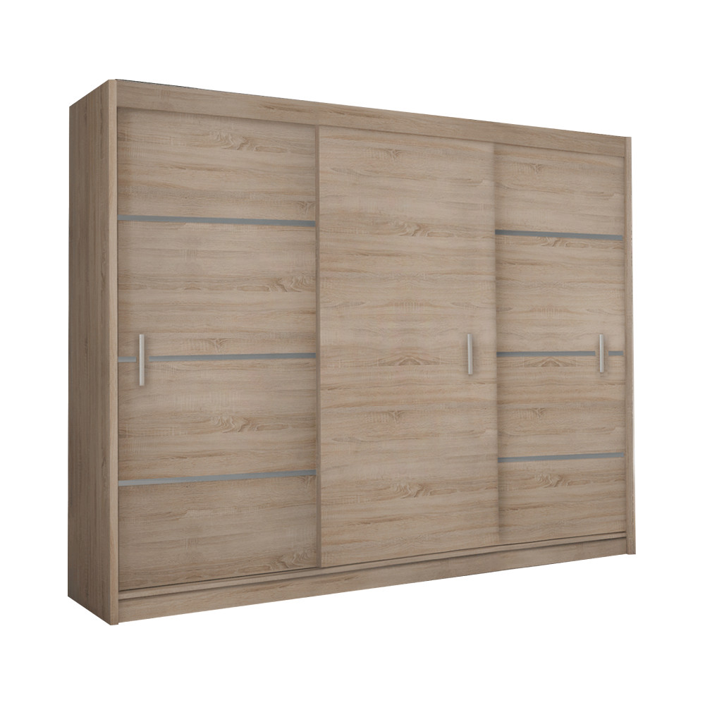 Szekrény tolóajtóval, tölgy sonoma/szürke, MERINA 250 (RP)