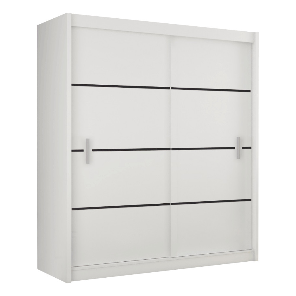 Szekrény tolóajtóval, fehér/fekete, MERINA 203 (RP)