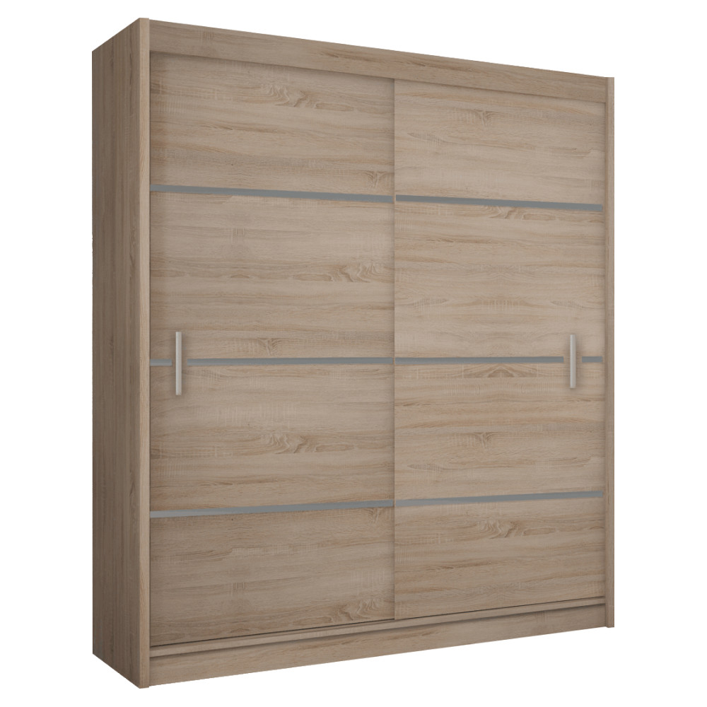 Sekrény tolóajtóval, tölgy sonoma/szürke, MERINA 203 (RP)