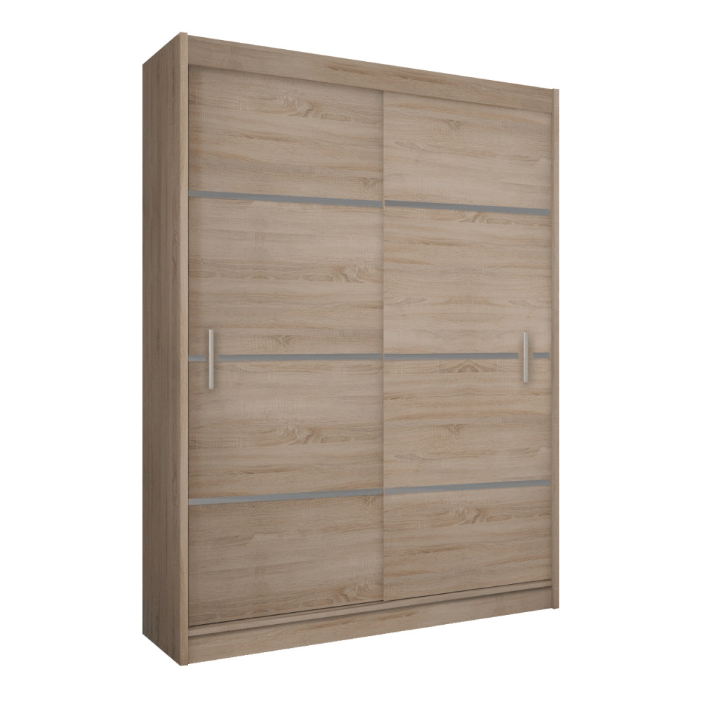 Sekrény tolóajtóval, tölgy sonoma/szürke, MERINA 150 (RP)