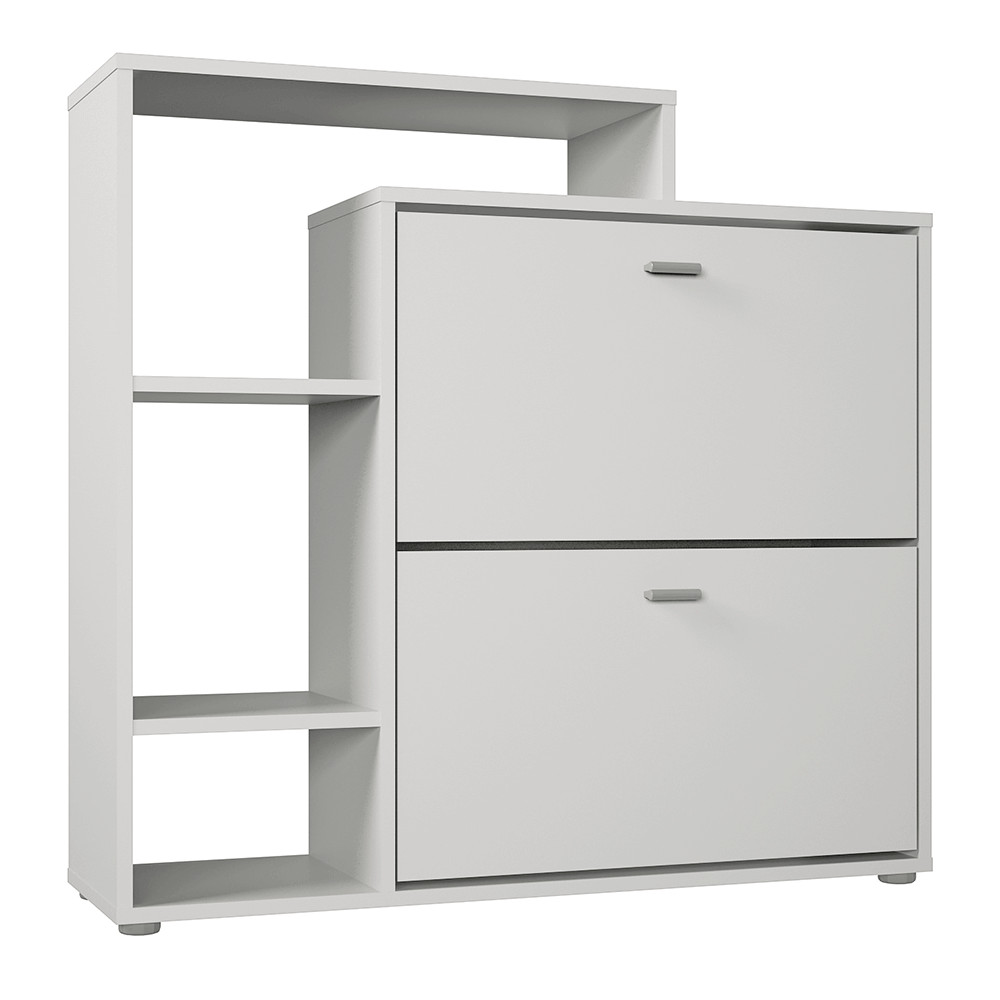 Kétrészes billenő cipősszekrény, fehér, IZABELA (RP)