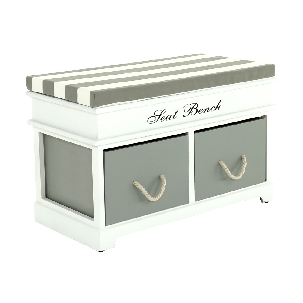 Lóca párnával, 2 fiók, fehér/szürke, SEAT BENCH 2 NEW (RP)