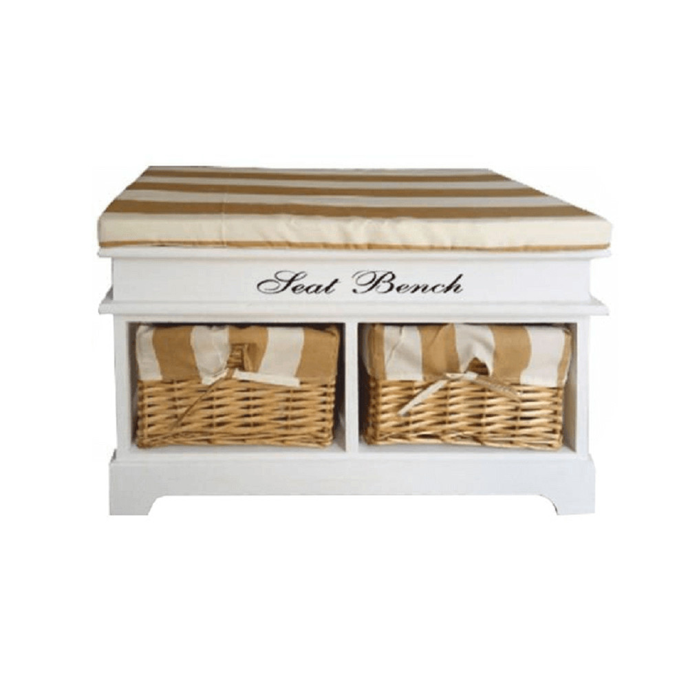 Lóca párnával, 2 kosár, fehér/mézes/minta, SEAT BENCH 4 (RP)