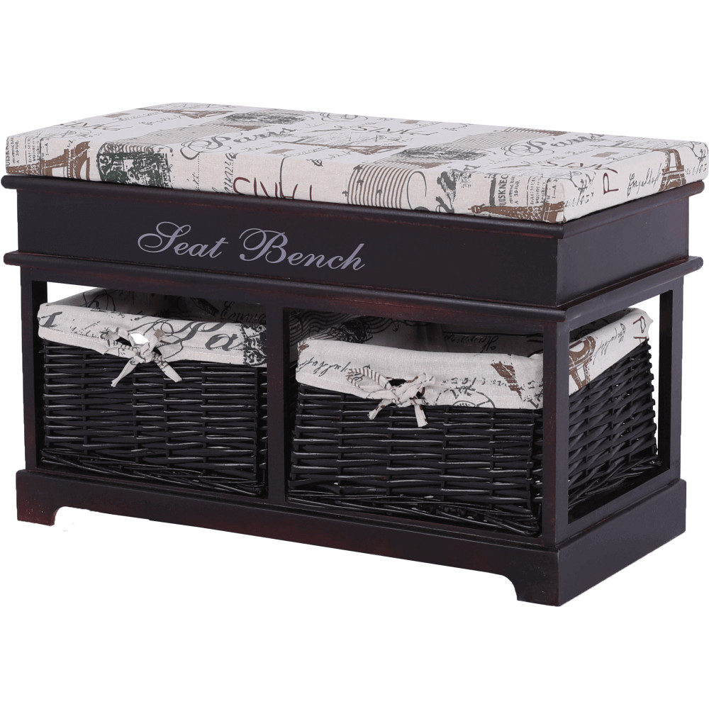 Lóca párnával, 2 kosár, sötétbarna/bézs/minta, SEAT BENCH 3 (RP)