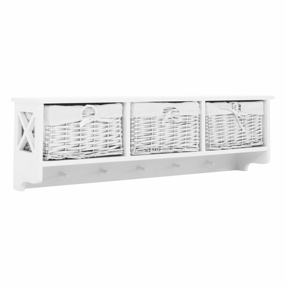 Akasztós polc 3 kosárral, fehér, RAFAELLO (RP)