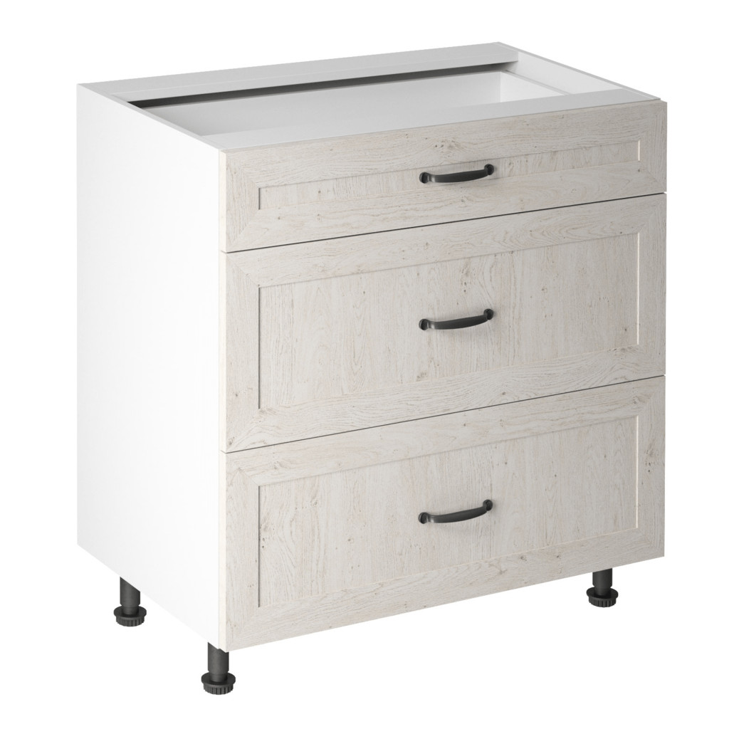 Fiókos alsószekrény, fehér/északi sosna, ROYAL D80S3 (RP)