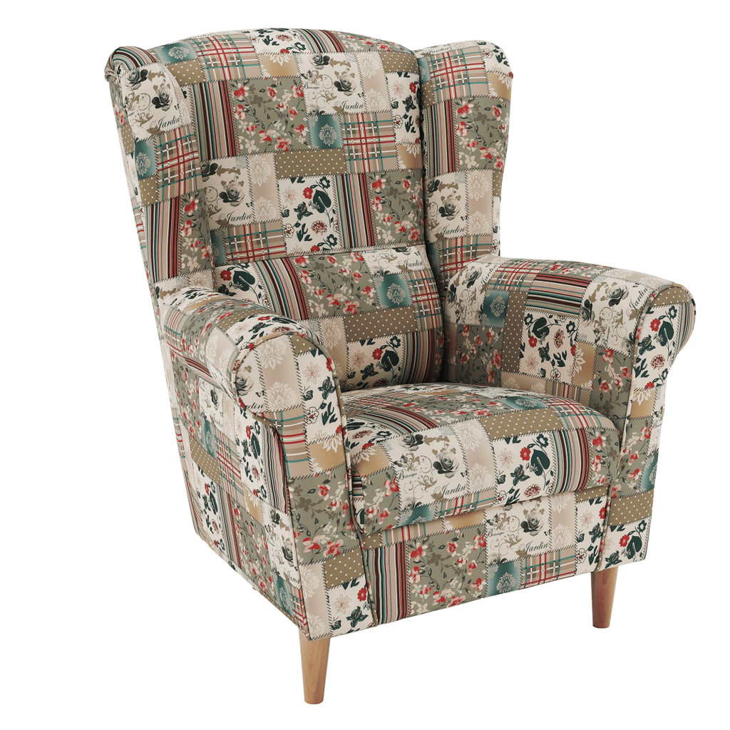 Füles fotel, szövet patchwork viorica 1, CHARLOT (RP)