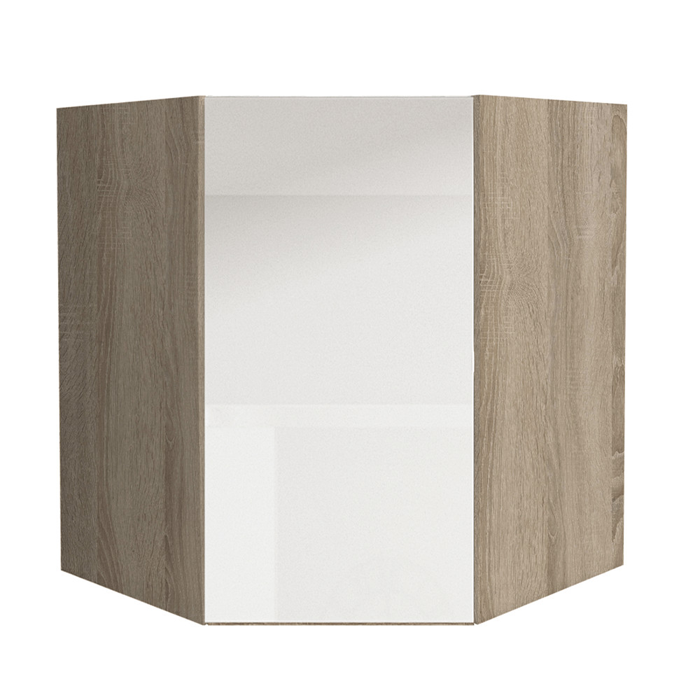 Felsőszekrény, sarok, fehér magas fényű HG, LINE (RP)