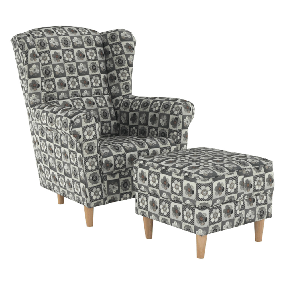 füles fotel puffal, szövet patchwork N1, ASTRID (RP)