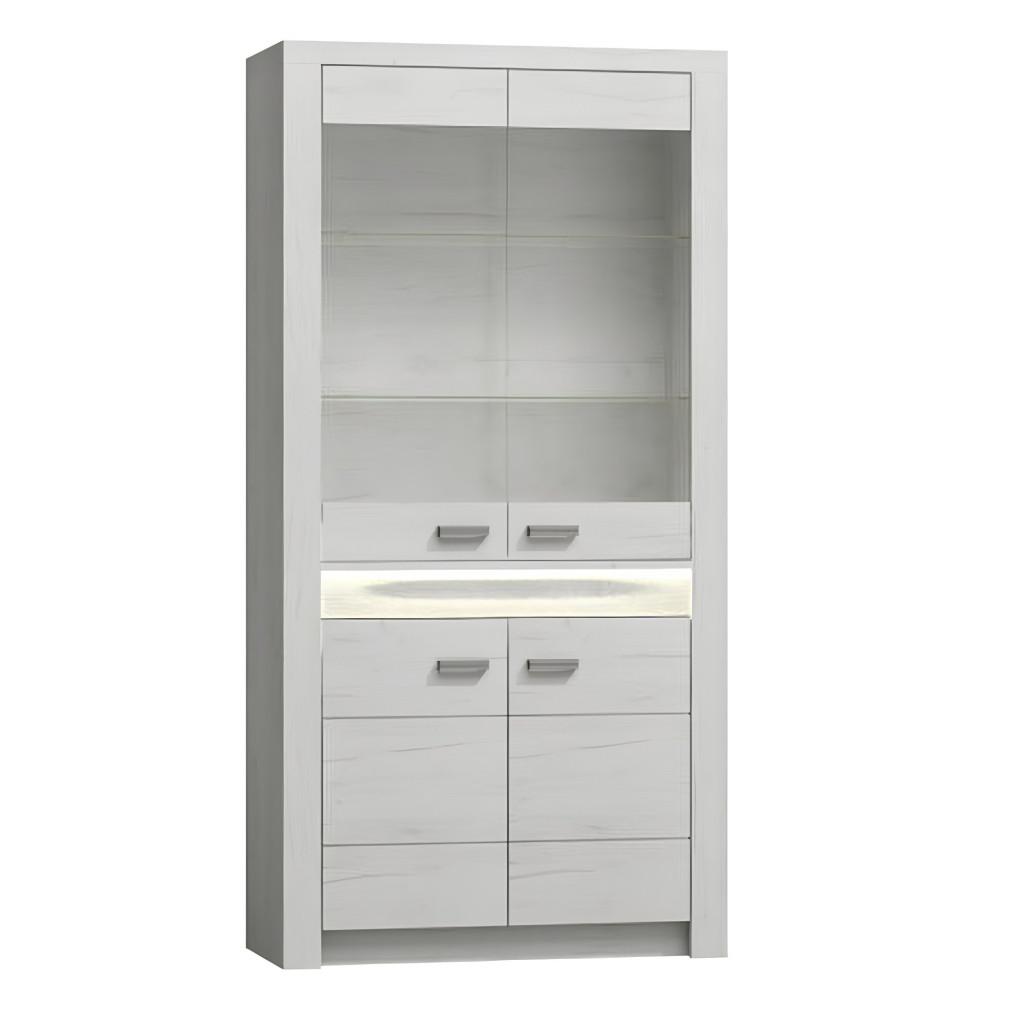 Vitrines szekrény, kőris fehér, INFINITY I-03 (RP)