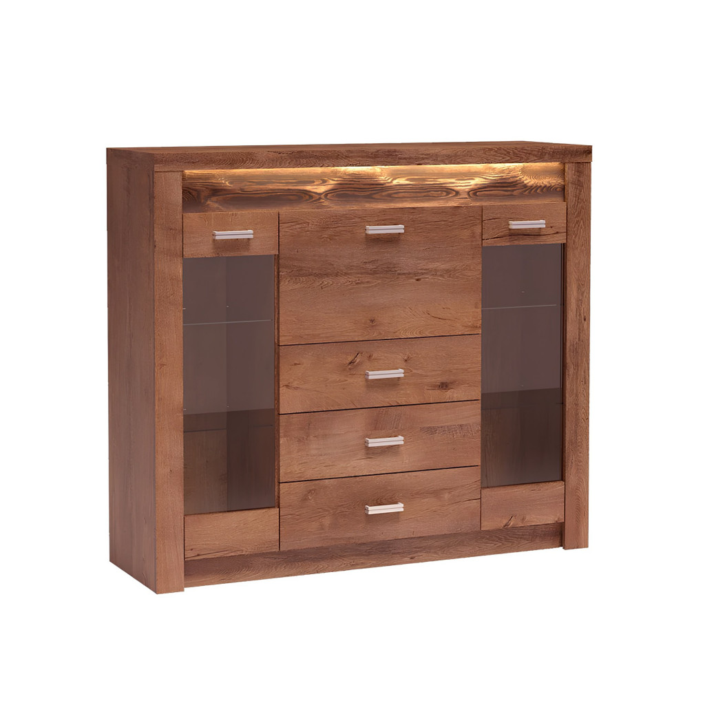 Vitrines komód, világos kőris, INFINITY 08 (RP)