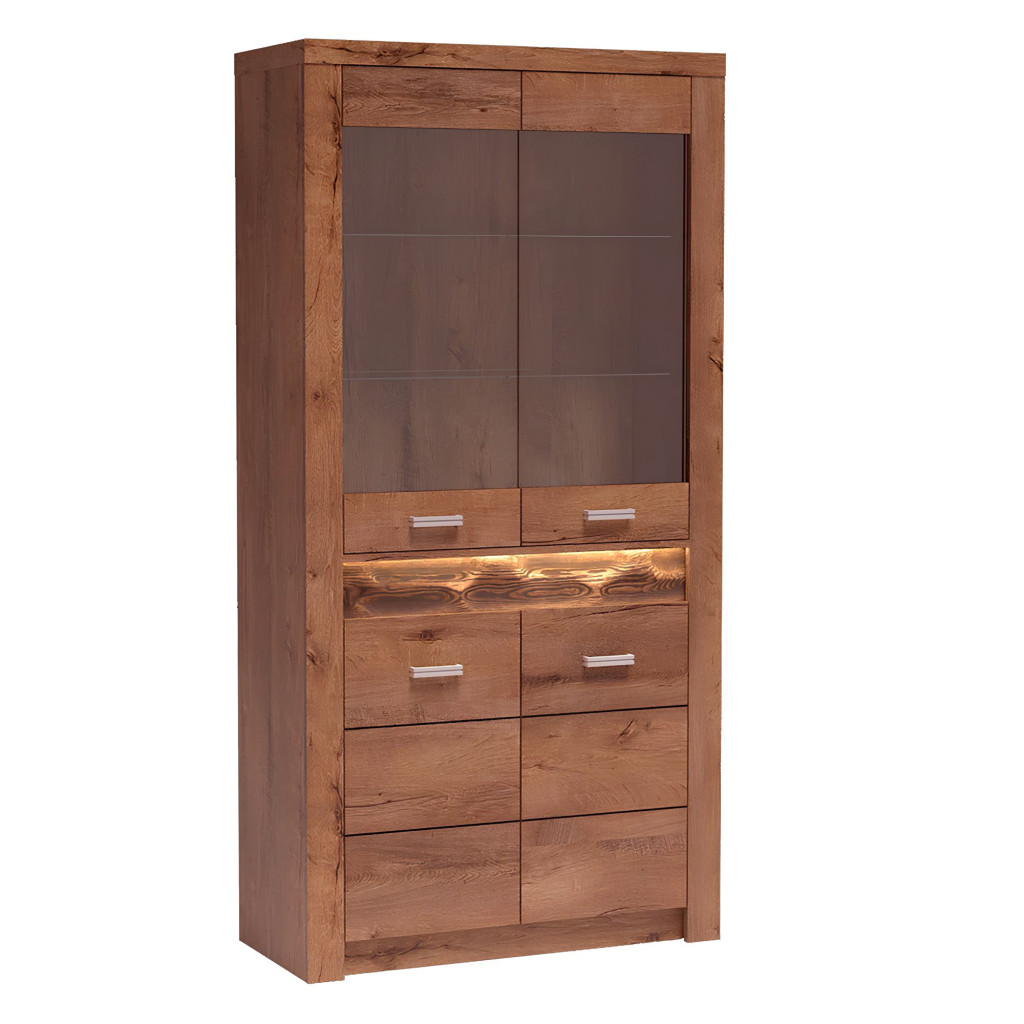 Vitrines szekrény, világos kőris, INFINITY I-03 (RP)