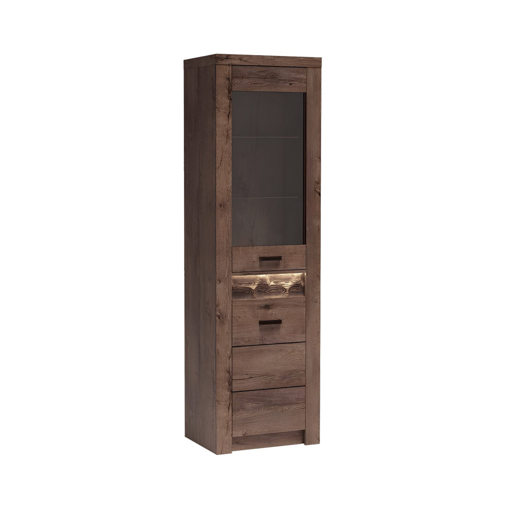 Vitrines szekrény, kőris sötét, INFINITY I-04 (RP)