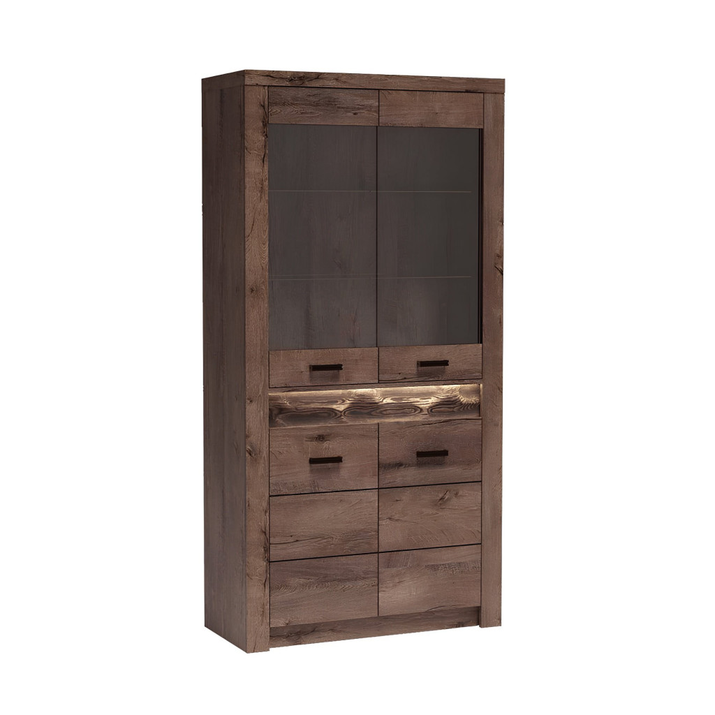 Vitrines szekrény, kőris sötét, INFINITY I-03 (RP)