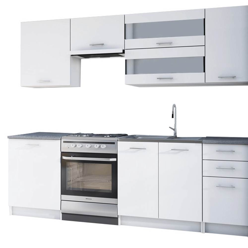 konyhabútor 2,4 m, fehér, FABIANA (RP)