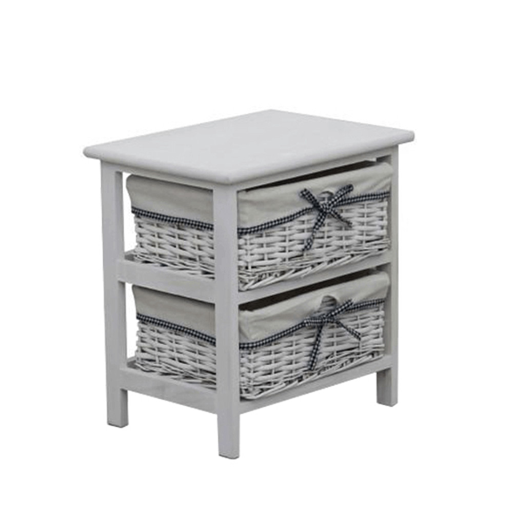 Komód, 2 fiókos, régi fehér RUBY2 (RP)