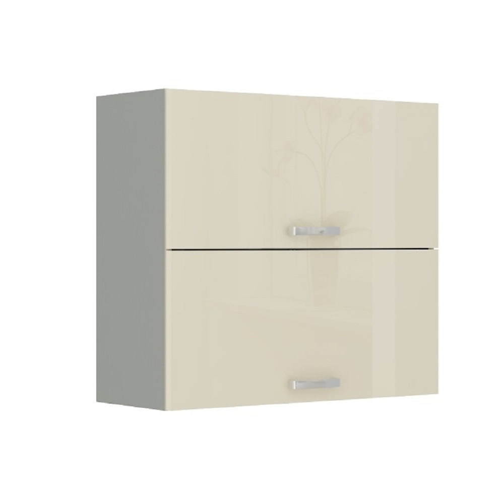 Felsőszekrény, bézs magasfényű/szürke,  PRADO 80 GU-72 (RP)