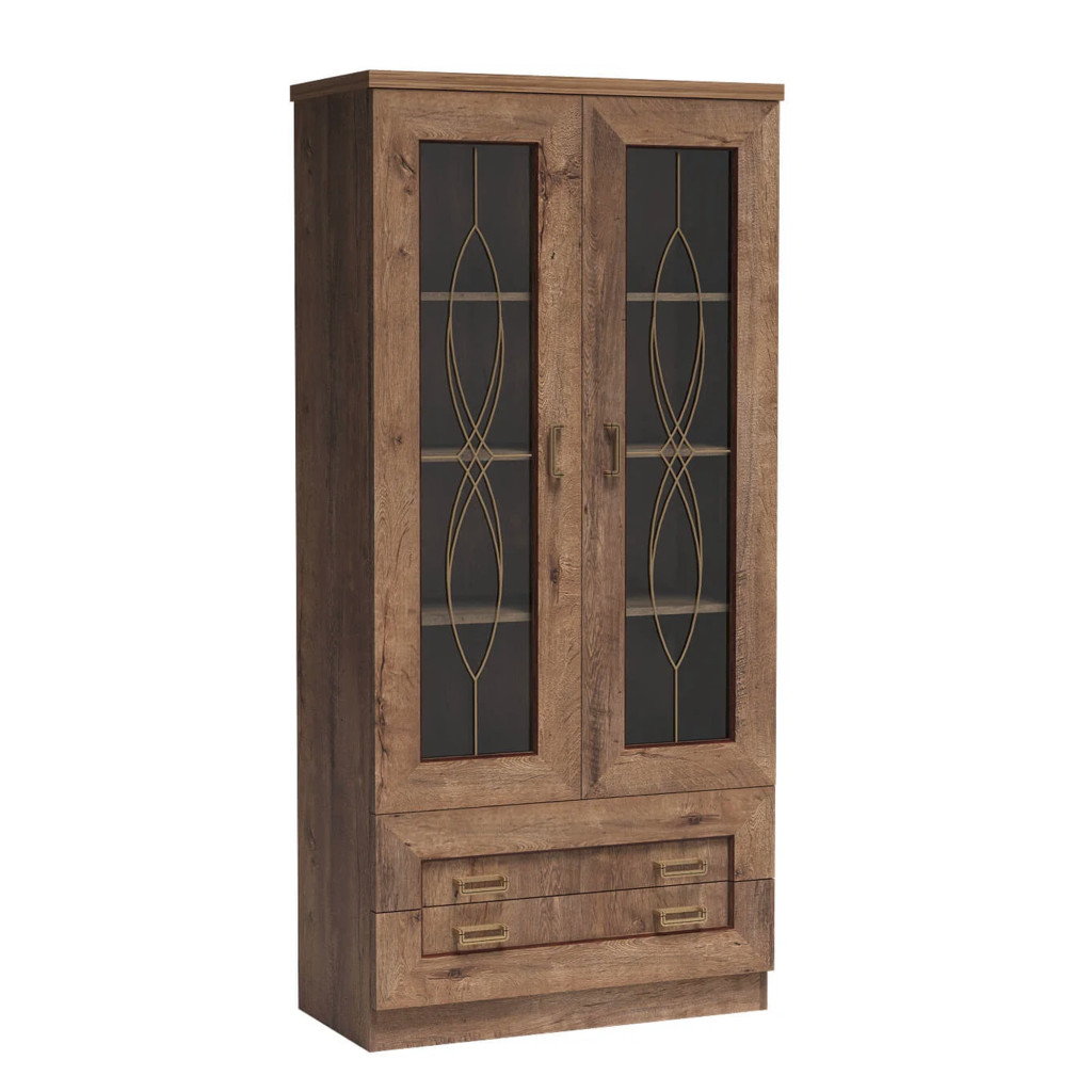 Vitrines szekrény, tölgy lefkas, TEDY Typ T8 (RP)