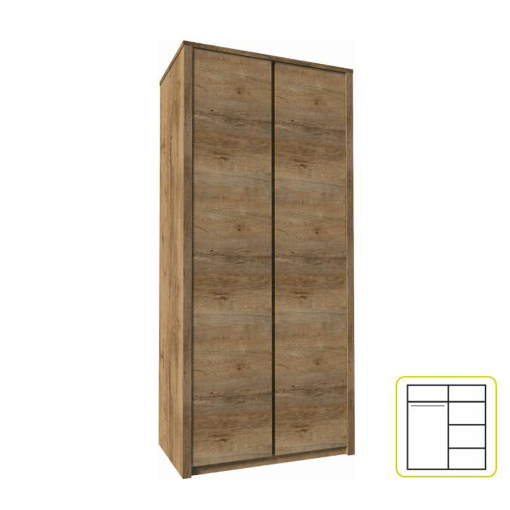 kétajtós szekrény, sötét tölgy lefkas, MONTANA S2D (RP)