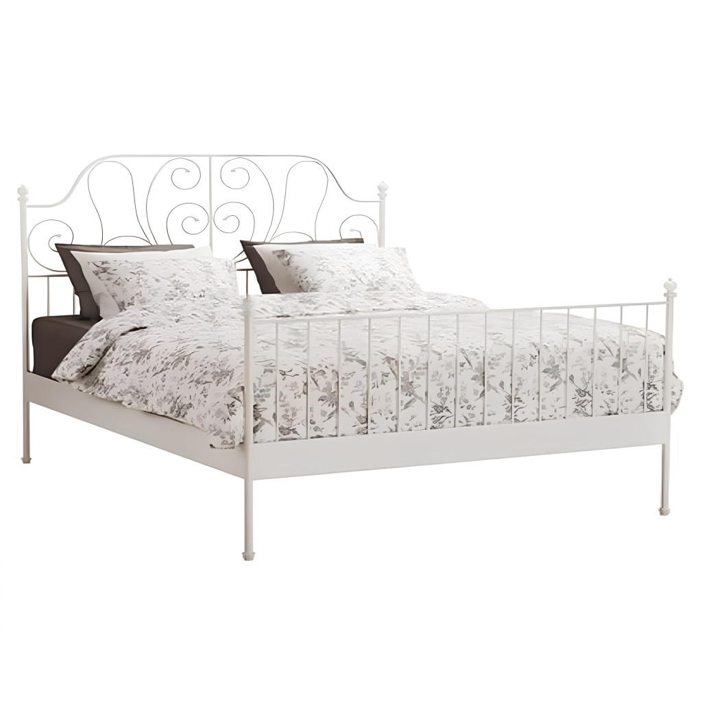 Fém ágy lécezett ráccsal, fém fehér, 160x200, BEHEMOTH (RP)