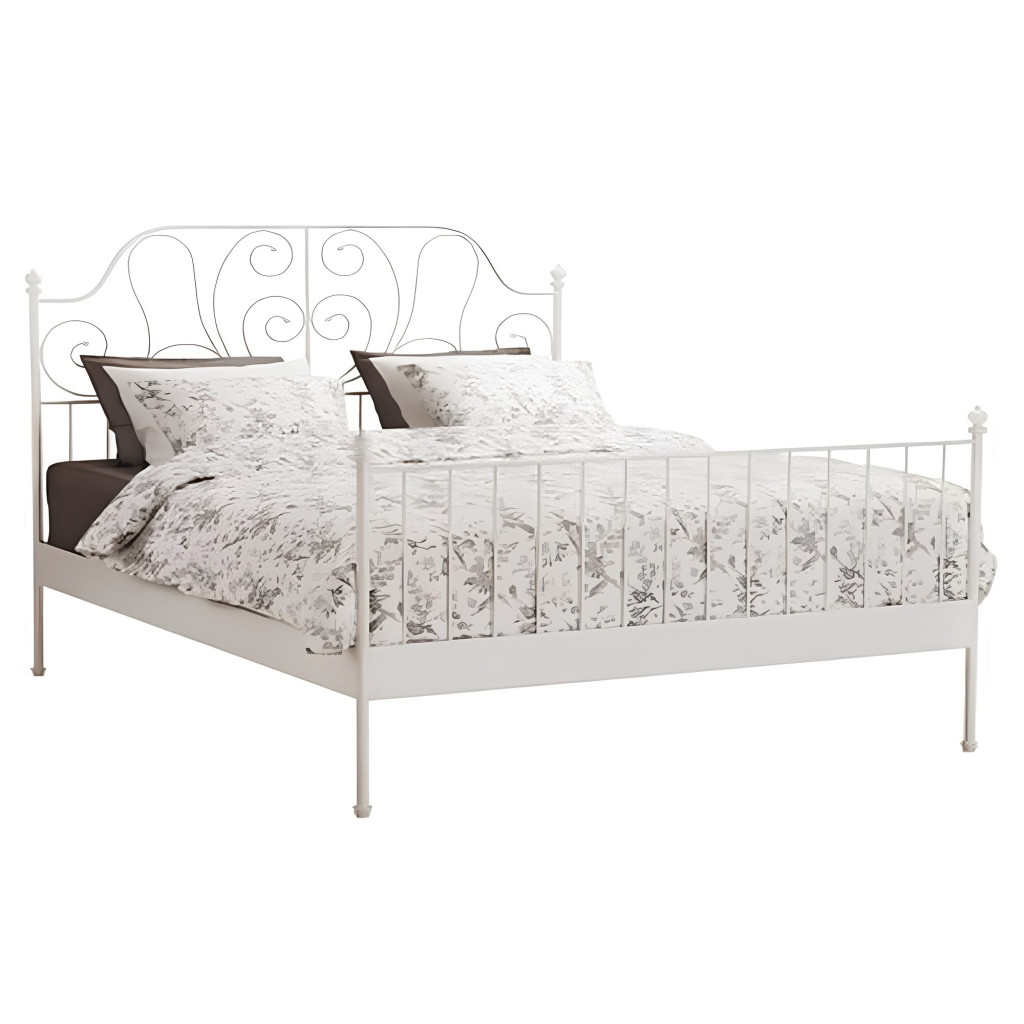 Fém ágy lécezett ráccsal, fém (fehér), 140x200, BEHEMOTH (RP)