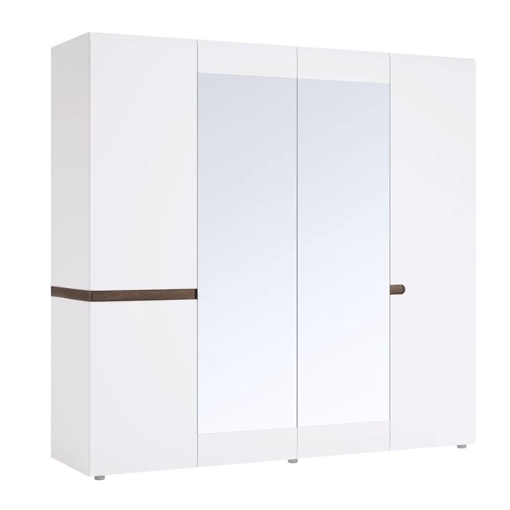 Szekrény, fehér extra magas fényű HG/sonoma tölgy sötét trufla, LYNATET TYP 23 (RP)