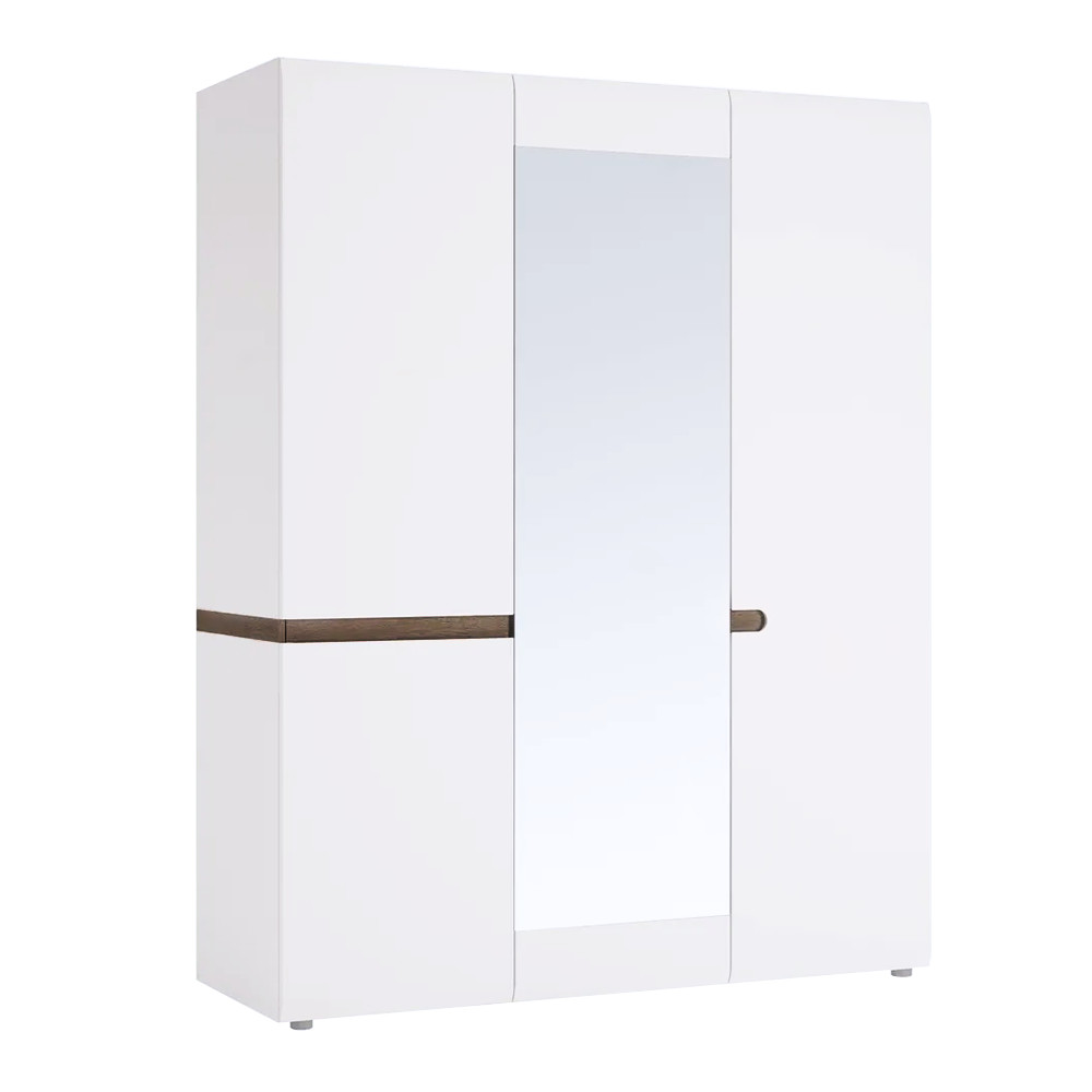 Szekrény, fehér extra magas fényű HG/sonoma tölgy sötét trufla, LYNATET TYP 22 (RP)