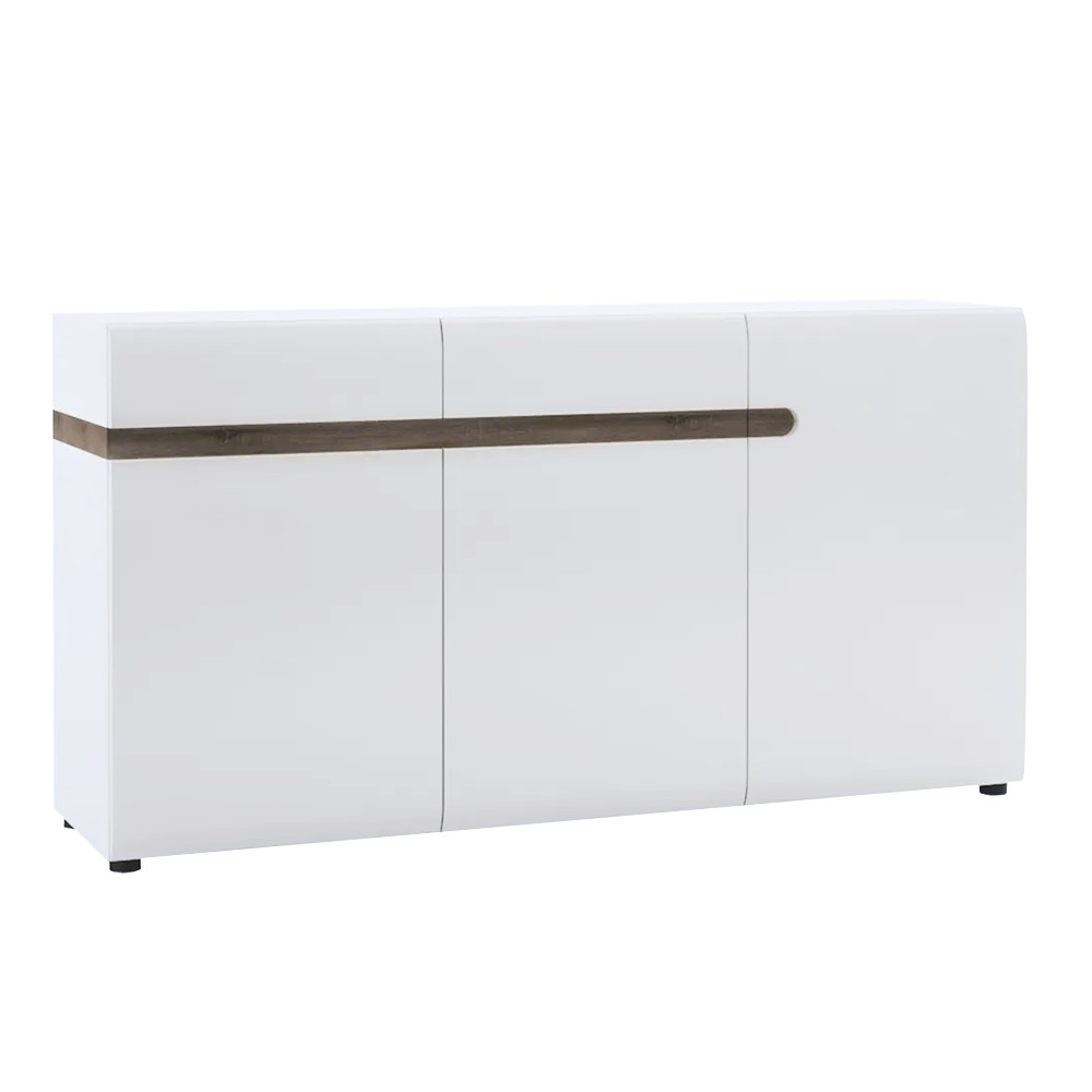 Komód, fehér - extra magas fényű HG/trufla sonoma tölgy, LYNATET 40 (RP)