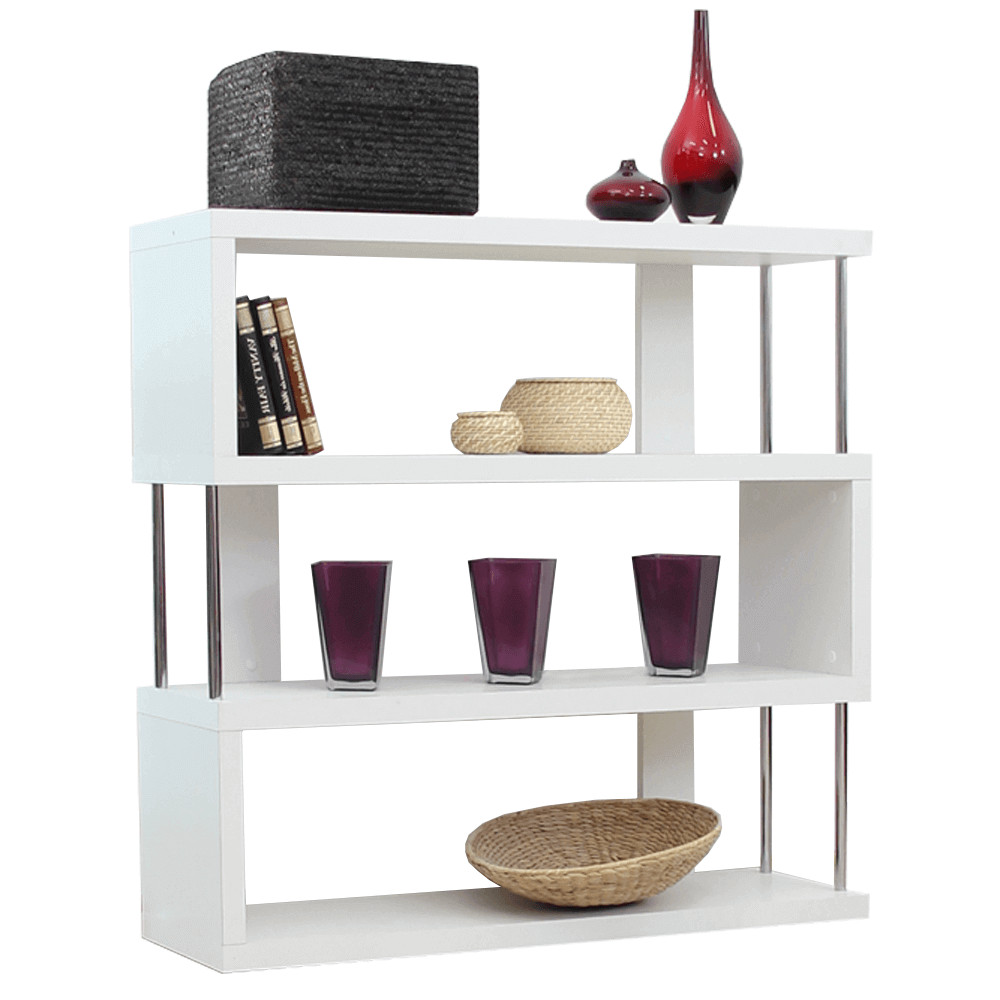 Könyvespolc, fehér/ lágy fényű, BENITO (RP)