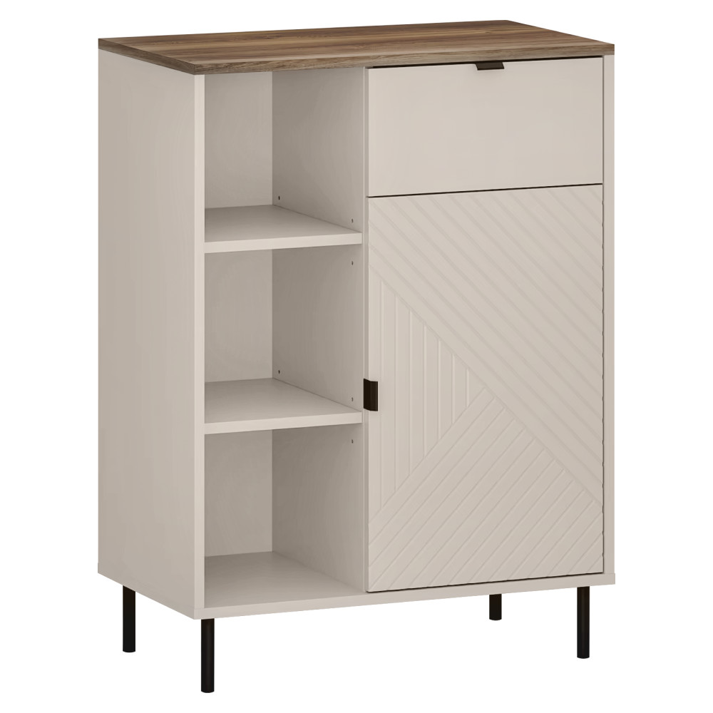 Alacsony polcos szekrény, kasmír/castello tölgy, EYCO 1D1S (RP)