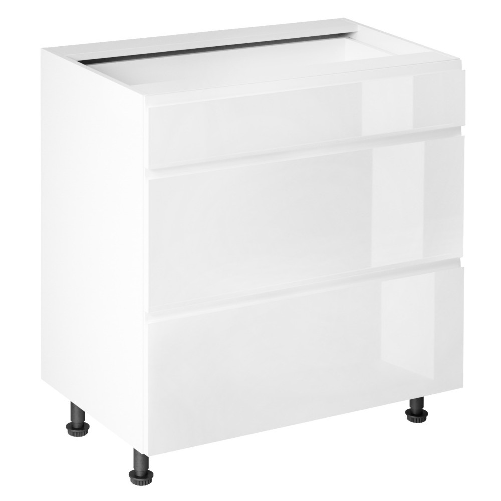 Alsószekrény, fehér/fehér extra magasfényű HG, AURORA D80S3 (RP)