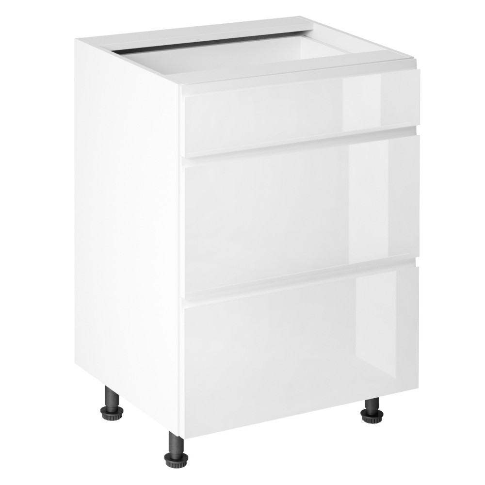 Alsószekrény, fehér/fehér extra magasfényű HG, AURORA D60S3 (RP)