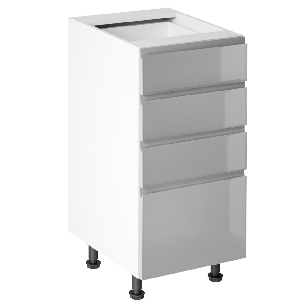 Alsószekrény, fehér/szürke extra magasfényű HG, AURORA D40S4 (RP)