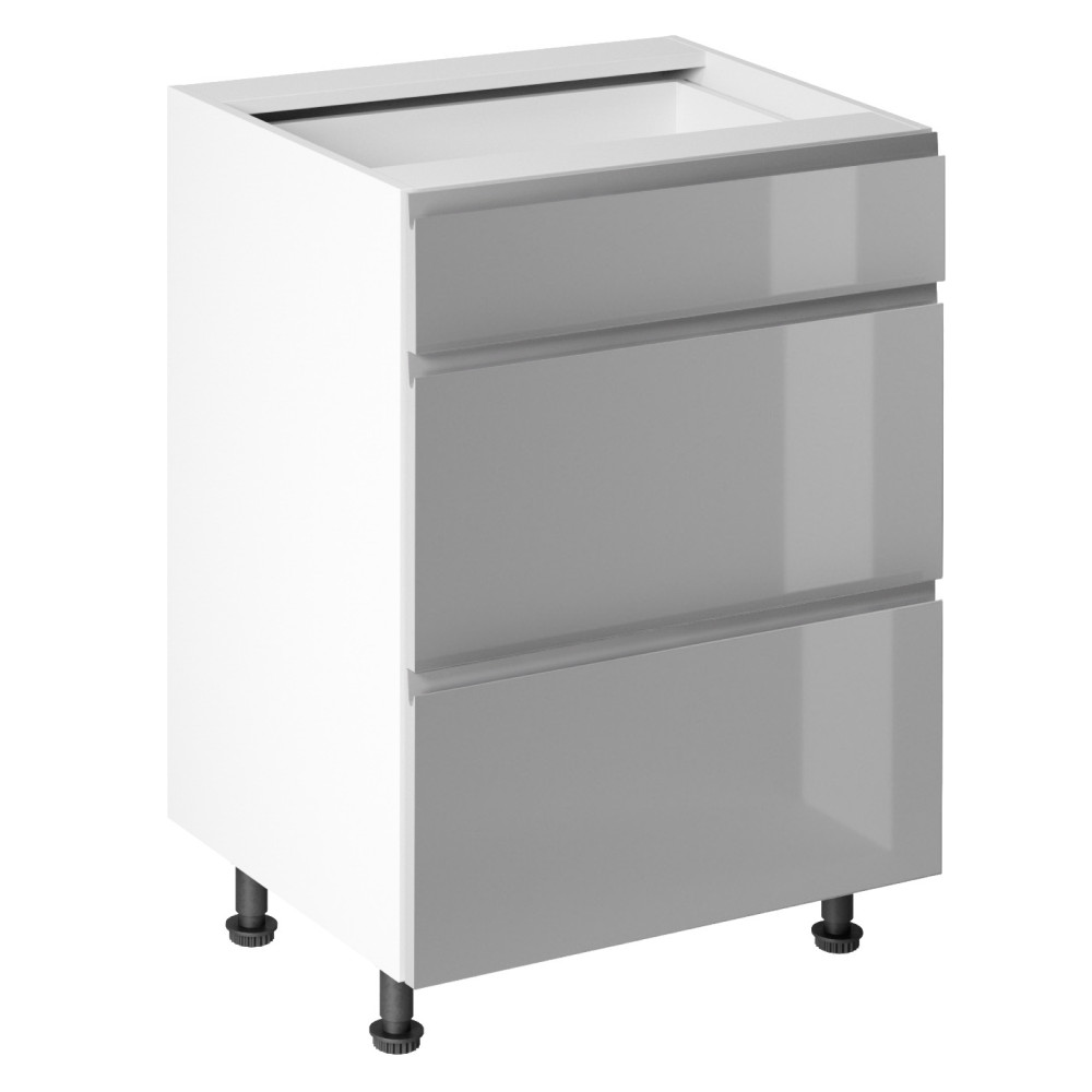 Alsószekrény, fehér/szürke extra magasfényű HG, AURORA D60S3 (RP)