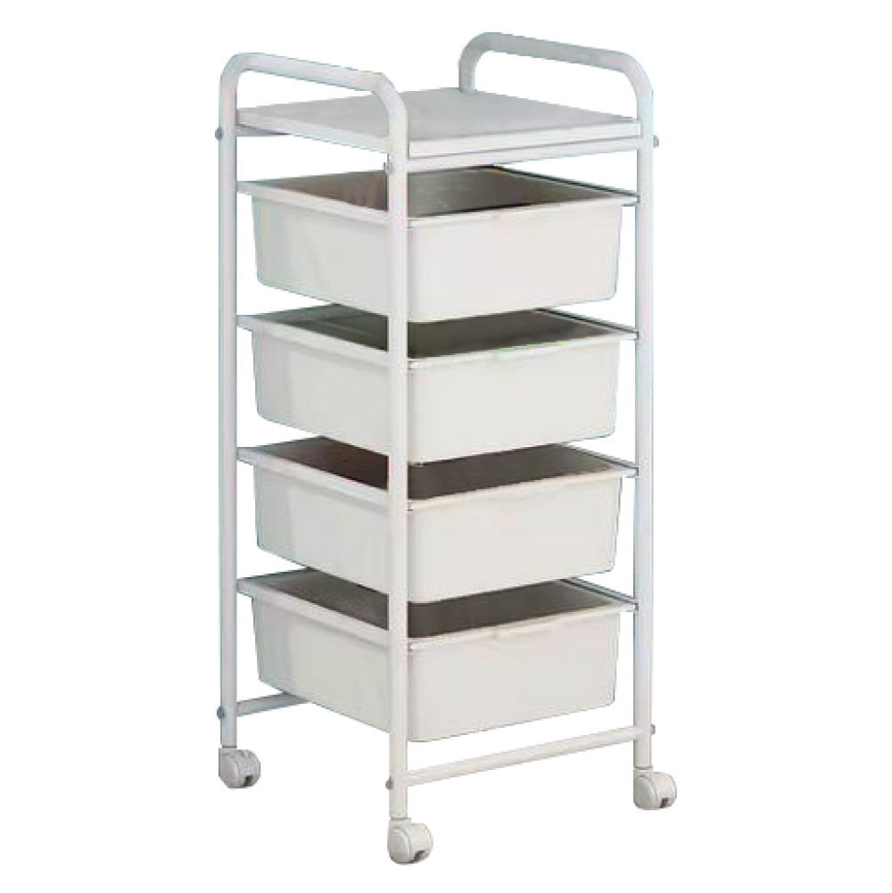 Mozgatható polcállvány, fehér, SUFIK (RP)