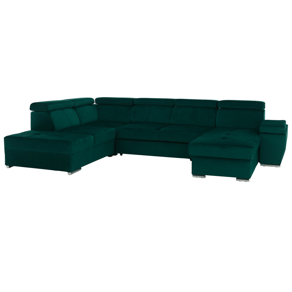 Ülőgarnitúra, smaragd, jobbos, LAMORA U (RP)