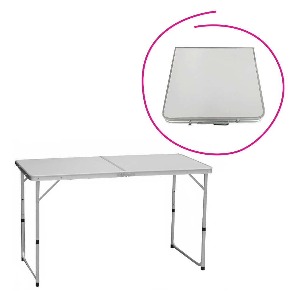 Összecsukható kempingasztal, 120 cm, alumínium/MDF, KEPI TYP 1 (RP)